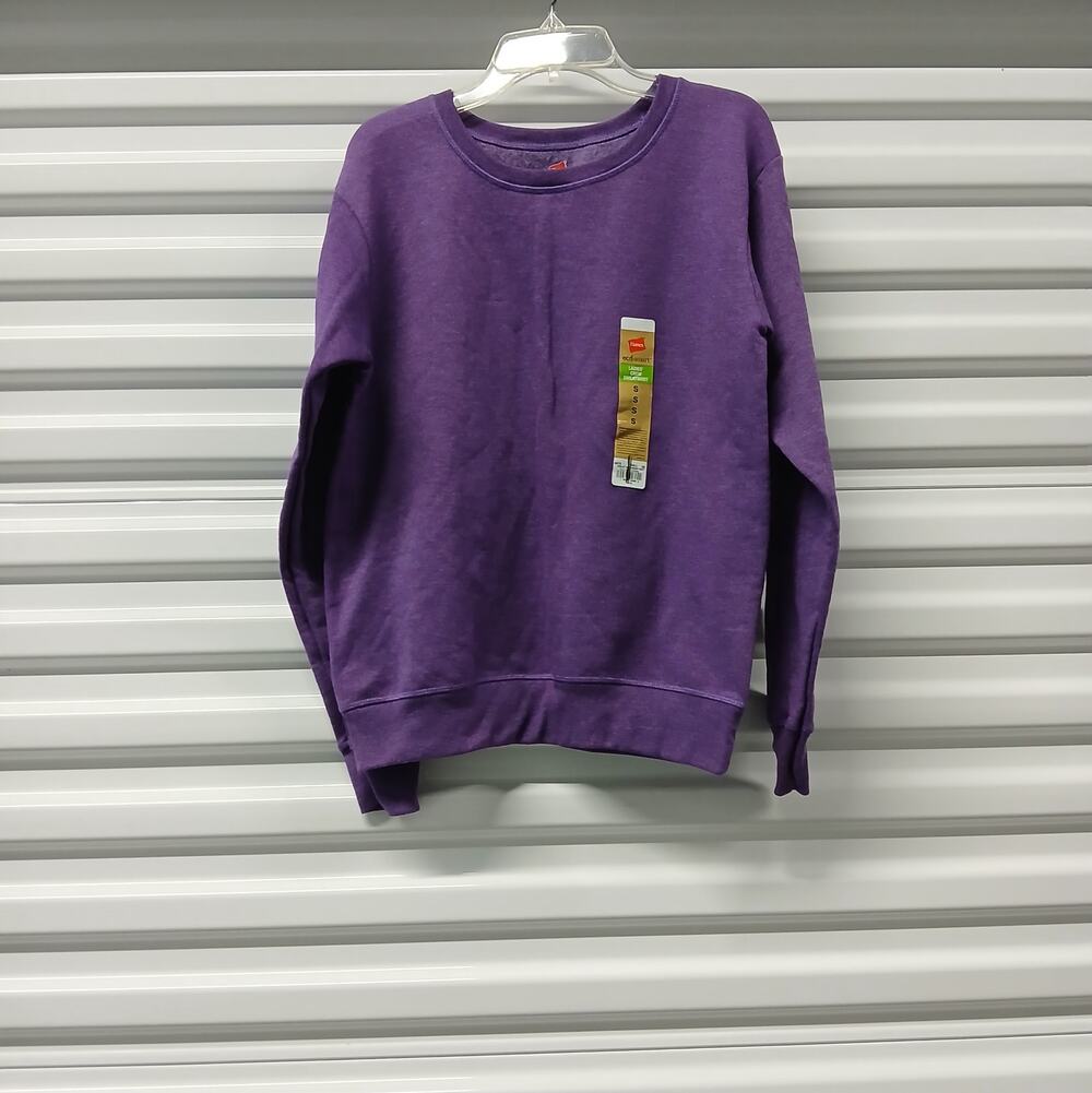 Hanes EcoSmart Womens Sweatshirt Sz Small Purple Crew Neck Pullover Cozy Sweater
